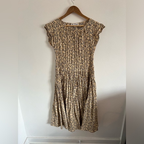 ines de la fressange x Uniqlo Yellow Floral Pleated Dress, size small - Picture 4 of 4